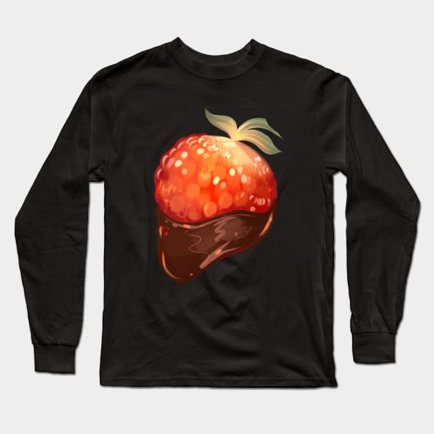 Chocolate Dipped Strawberry Long Sleeve T-Shirt by Claire Lin